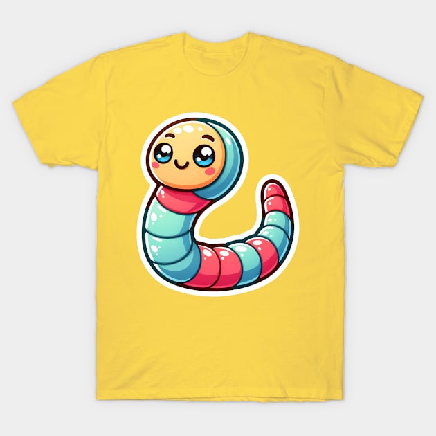 Kawaii Worm Critter Cove Cute Animal A Splash of Forest Frolics and Underwater Whimsy! T-Shirt by dcohea